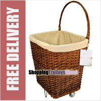Natural Large Wicker Trolley on Wheels