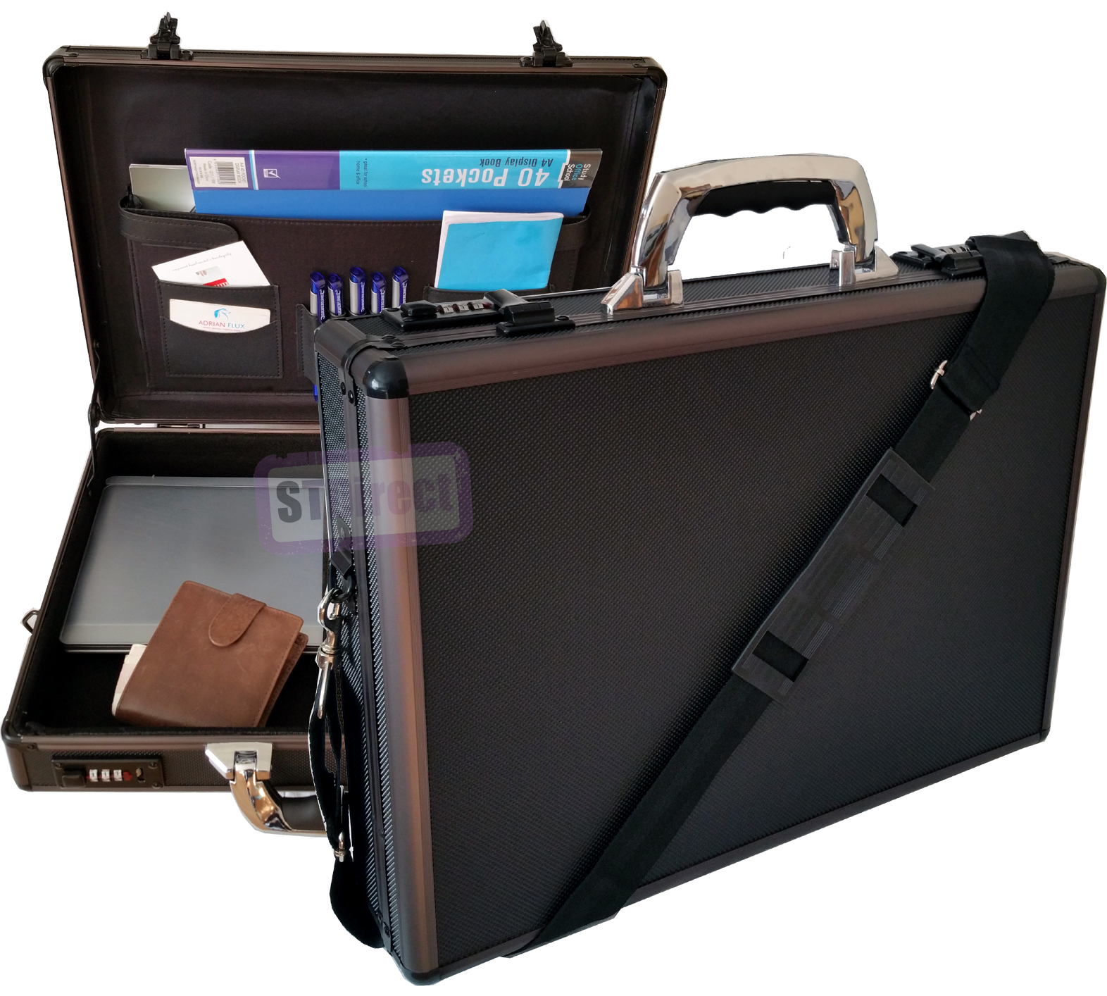 Alpine Swiss Rolling 17” Laptop Briefcase Hard Side Catalog Case on Wheels  - Alpine Swiss